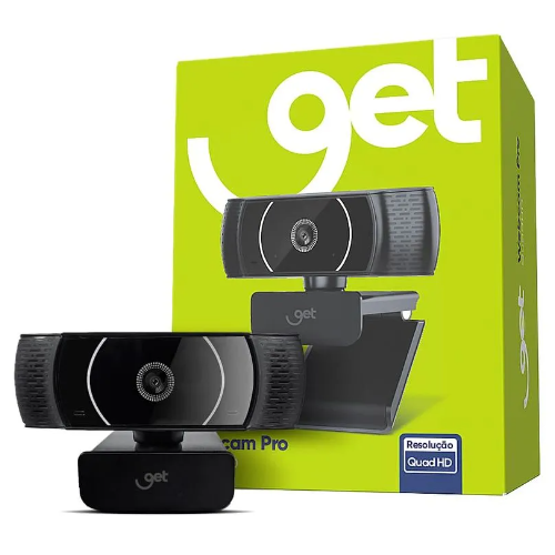 Webcam Get Pro QuadHD 2k 1440p 30fps USB com Microfone Integrado